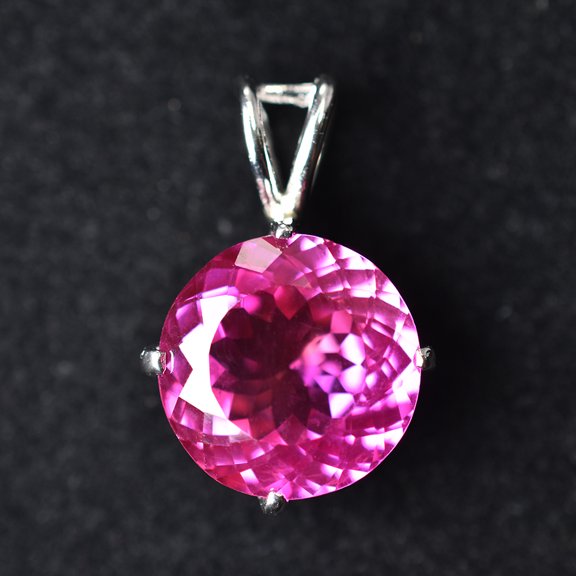 Natural Pink Ruby Round Cut 17.7 Ct Certified 925 Sterling Sliver Pendant