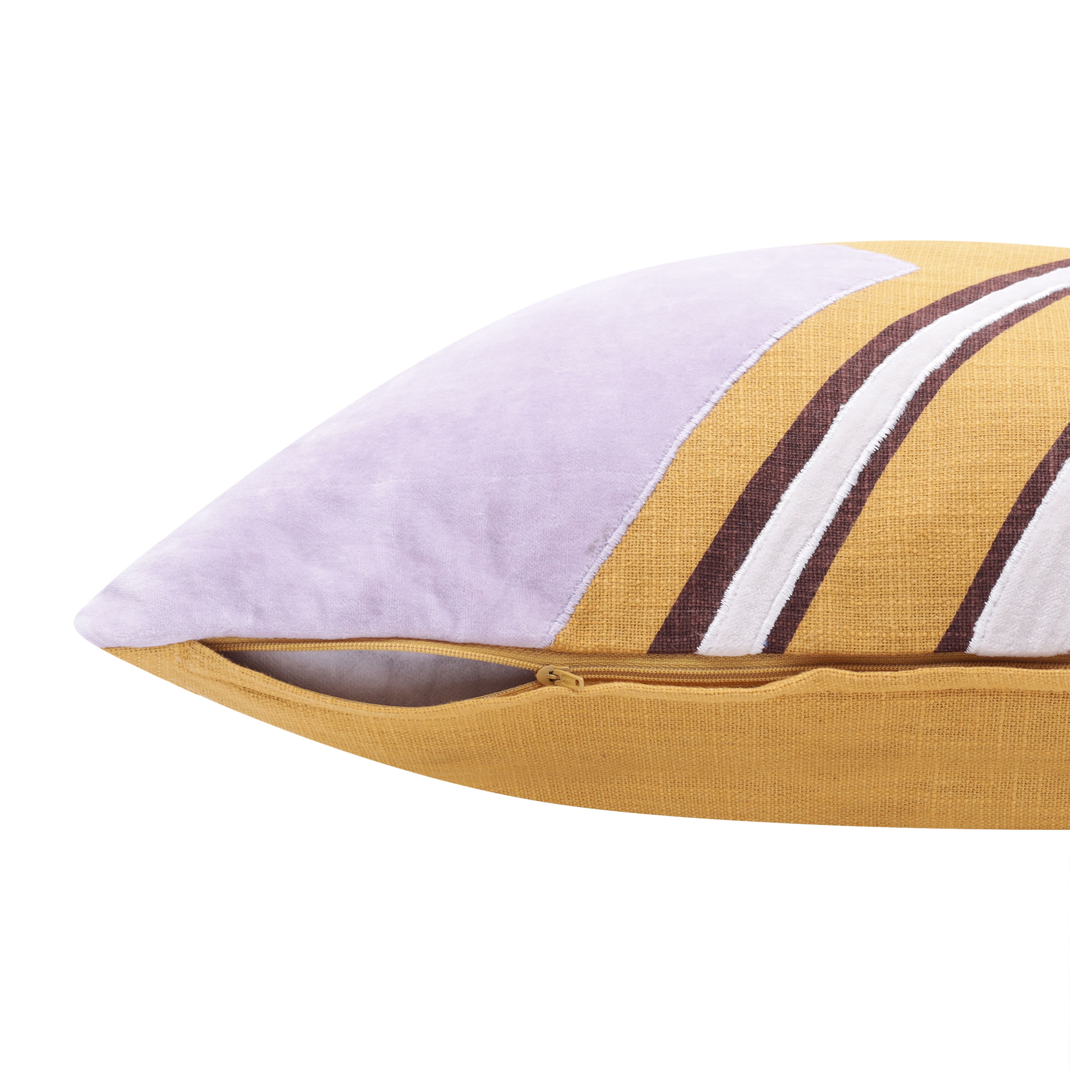 Harlow Hill Stacy Garcia Ochre/Lilac Abstract 20" x 20" Cotton Adult Decorative Feather Filled Pillow