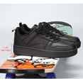 thumbnail image 4 of LUCKY STEP Womens Fashion Faux Leather Sneakers Low Top Lace Up Casual Shoes,All black, 4 of 10