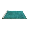 thumbnail image 2 of Ahgly Company Machine Washable Indoor Square Oriental Turquoise Blue Industrial Area Rugs, 6' Square, 2 of 4