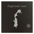 thumbnail image 1 of Highland Lake Map 12x12" Black Metal Wall Art Office Decor Gift Engraved Connecticut, 1 of 2
