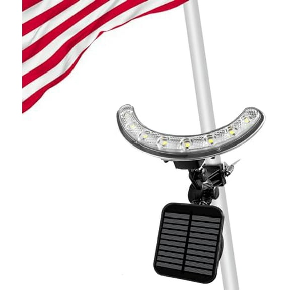 Flag Pole Light Outdoor Solar Flagpole Light House Mount with Adjustable 180° Direction, 360lm Brightness, IP65 Waterproof for 1''-1.5" Poles$$Garden &