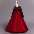 thumbnail image 5 of Girl Long Gown Dress Sparkle Sequins Kids Wedding Bridesmaid Pageant Party Formal Long Gown Princess Tulle Flower Girl Dresses 4-12 Years, 5 of 10
