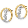 thumbnail image 2 of Solid 14k Yellow Gold Polished Diamond Dangle Circle Post Earrings Natural Diamonds, 2 of 6