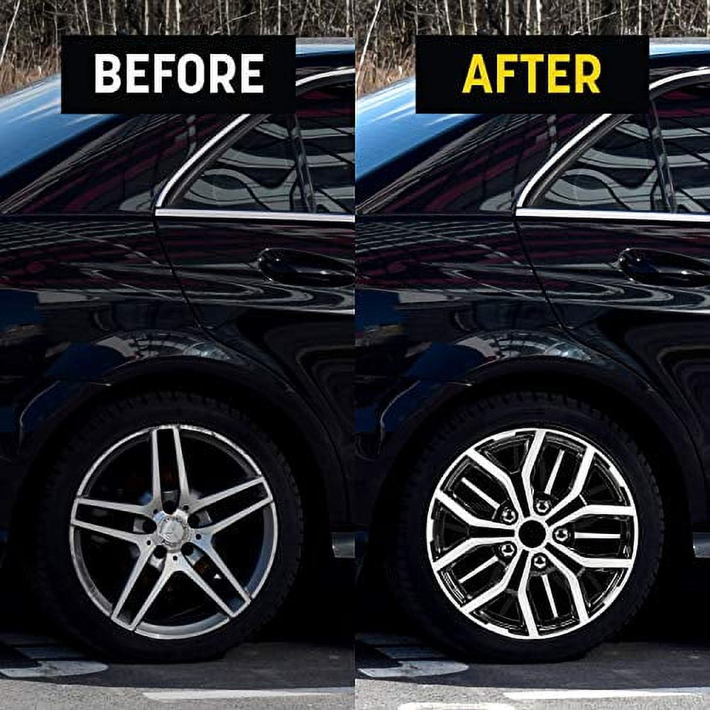 Pilot Automotive 15 Inch Super Sport Universal Hubcaps Set of 4 - Black/Silver