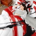 thumbnail image 5 of Manfei Abstract Brushstroke Twin Bedding, Watercolor Art Bedding Comforter Set, Red, Black and White, Gray Reversible 7-Piece, 5 of 6