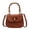 brown, variant on Vintage PU Saddle Bag for Women, Bamboo Handle, Lock Closure & Adjustable Strap, Shoulder Handheld Crossbody Bag (6.7" x 5.5" x 3.1", 1.01 lb)