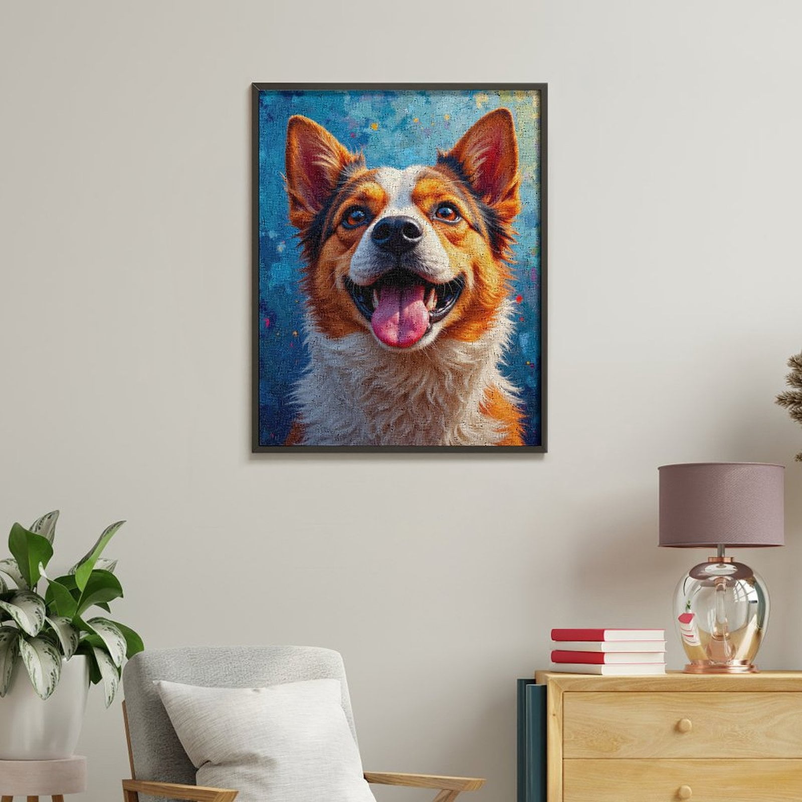 Paint By Numbers Kit for Adults Beginner - DIY Energetic Dog Vibrant Art Portrait Canvas Painting Kits for Adults, Frameless Paint By Number for Adults for Home Wall Decor 16x20 Inch