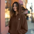 thumbnail image 5 of Dalix Heartly Ghost Embroidery Relaxed Hoodie Soft Fleece Sweatshirt Drawcord Fit Lounge Womens in Chestnut M Medium, 5 of 5