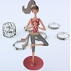 Novelty Cute Jewery Stand with Yoga Pose, Red/Pink. Product Size: 5.7x14.56x4.52. For self or gift for anyone