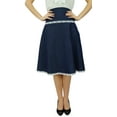 thumbnail image 1 of Bimba Women Knee Length Denim Skirt With Lace Detail Casual Chic A-Line Skirts, 1 of 9