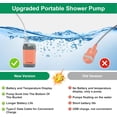 thumbnail image 2 of WADEO Portable Shower for Camping, Outdoor Electric Shower Rechargeable Pump with Intelligent Digital Display, Camping Shower Head Nozzle for Camping, Hiking, Traveling, Washing, 2 of 17