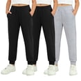 thumbnail image 3 of UACY Girls Sweatpants 3 Pack Fleece Athletic Joggers, Teen Sweat Pants with Zipper Pockets and Drawstring (Grey, 18-24 Months), 3 of 9