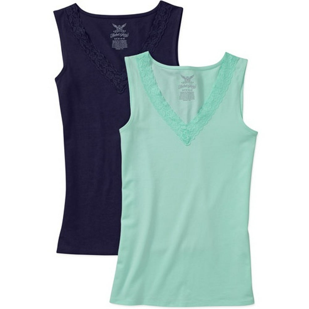 Faded Glory Women's PlusSize LaceTrim VNeck Tank, 2Pack Walmart