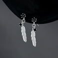 thumbnail image 4 of Silver Needle Feather Alloy Earrings Cold Wind Design Female Jewelry, 4 of 4