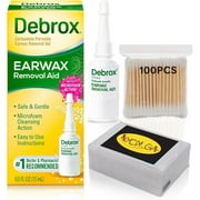 Debrox Earwax Removal Drops Featuring NYCPI Tissue Pack Bundle for Easy Cleanup (Drops 0.5 OZ + Q-tips)