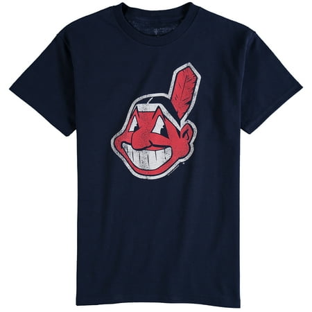 Cleveland Indians Logo Charm - Cleveland Indians Youth Distressed Logo T-Shirt - Navy Blue