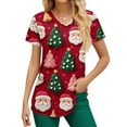 thumbnail image 3 of Garbnen Christmas Scrub Top Funny Xmas Printed V Neck Short Sleeve Fall Scrub Tops Nurse Uniforms with Pocket S-5XL, 3 of 5