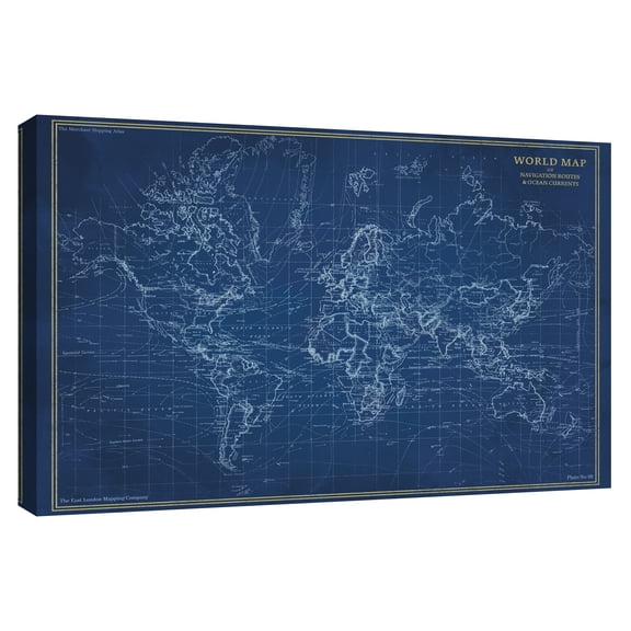 Navigator World Map by The Vintage Collection Canvas Art Print