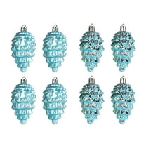 Taotanxi Glitter Christmas Tree Pinecone Ornaments, Hanging Pine Cone Ornaments 3.5 Inch for Christmas Tree Decor, Hanging Pine Cone Shape Christmas Decorations,8PCS Blue