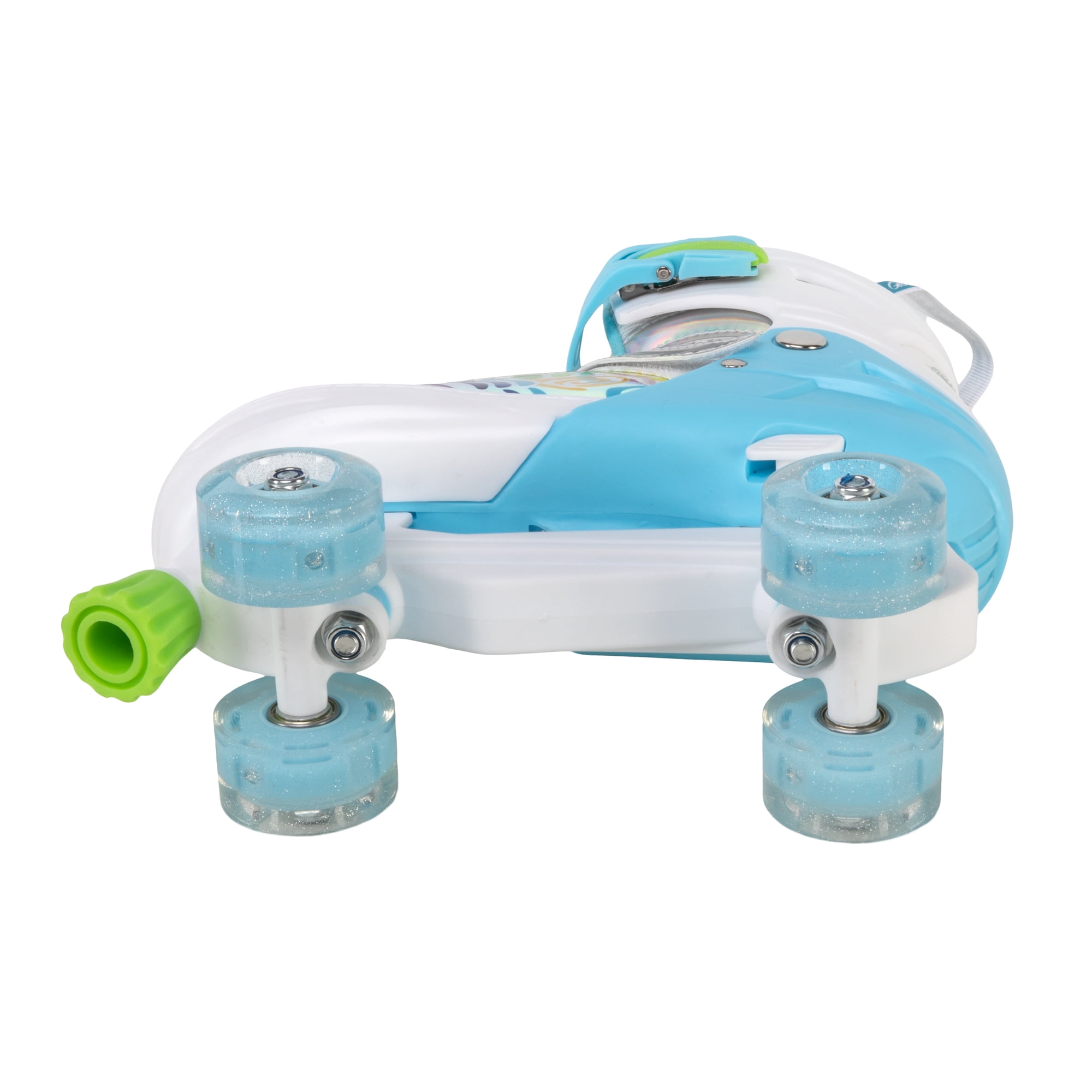 Skate Gear Rainbow Adjustable Light up Inline/Quad Roller Skates for Girls and Boys (Blue - Quad, Small)
