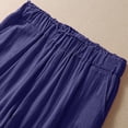 thumbnail image 6 of TRUBKH Cotton Linen Pants Ruffle High Waist Palazzo Pants Tall Sweatpants for Women Wide Leg Palazzo Pant Beach Baggy Trousers Boho Summer Pants Boho Yoga Trousers Linen Capri Pants Navy M, 6 of 8