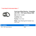 thumbnail image 2 of Front Inner Wheel Bearing - Compatible with 1990 - 1995 Toyota 4Runner RWD 1991 1992 1993 1994, 2 of 2