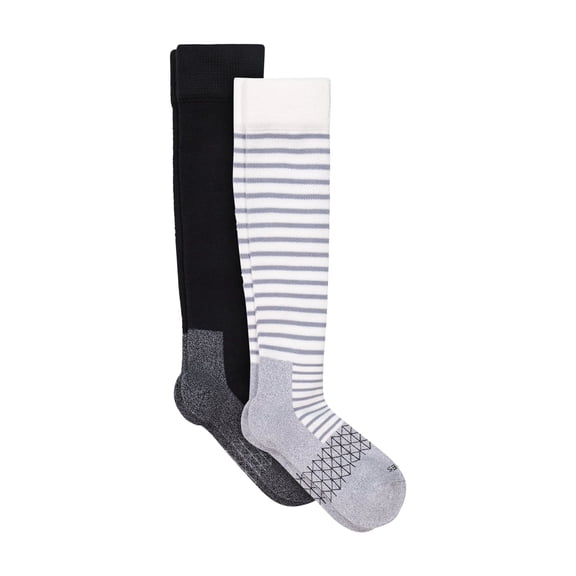 Hanes Absolute Wellness Women's Over-the-Calf Socks Pack with Mild Graduated Compression, 2-Pairs