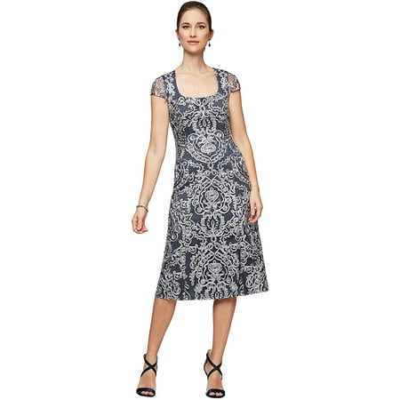 Alex Evenings Women's Short Embroidered Dresses-Discontinued