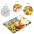 thumbnail image 4 of Wobogo Sunflower Smiling Cat Kitchen Drying Mat Heat Resistant Drainage with Non-Slip Rubber Backing Hides Stains Super Absorbent Easy to Clean 16×18in, 4 of 8