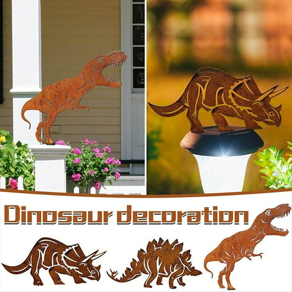 Metal Dinosaur Fence Post Topper, C,1 x Dinosaur Fence Post Topper