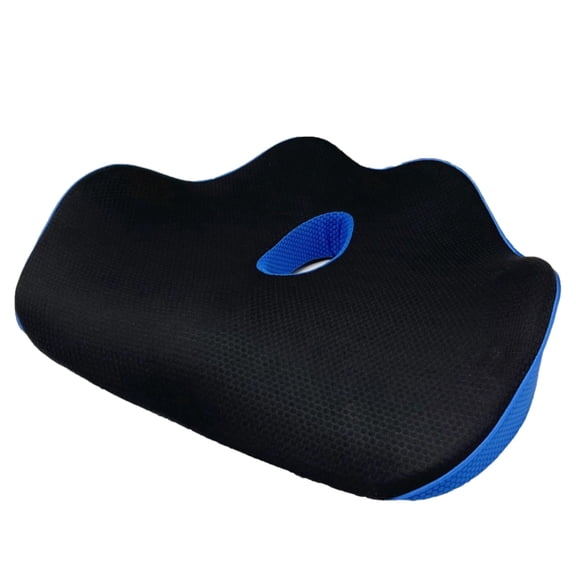 Memory Foam Orthopedic Seat Cushion for Office Chair, 18 in / 46 cm Black Ergonomic Cushion, W-shaped Hollow Design, Breathable & Back Support, Lightweight & Portable for Car, Home
