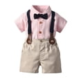 thumbnail image 4 of Glisme Boy Back To School Outfits Round Neck Short Sleeve Cartoon Prints Tops Shorts Soft Toddler Playsuit Pink, 4 of 8