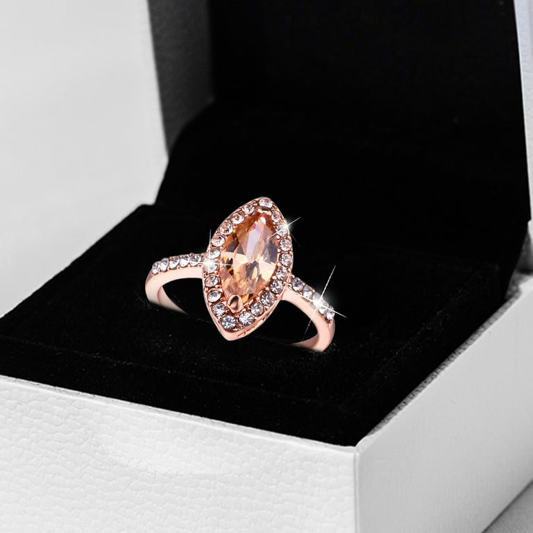 Wedding Rings Rose Diamond Ring Elegant Rose Rhinest1 Ring Jewellery Rings  Women Fashion Full Diamond Zircon Rings for Women Size 6 10 Stainless Steel