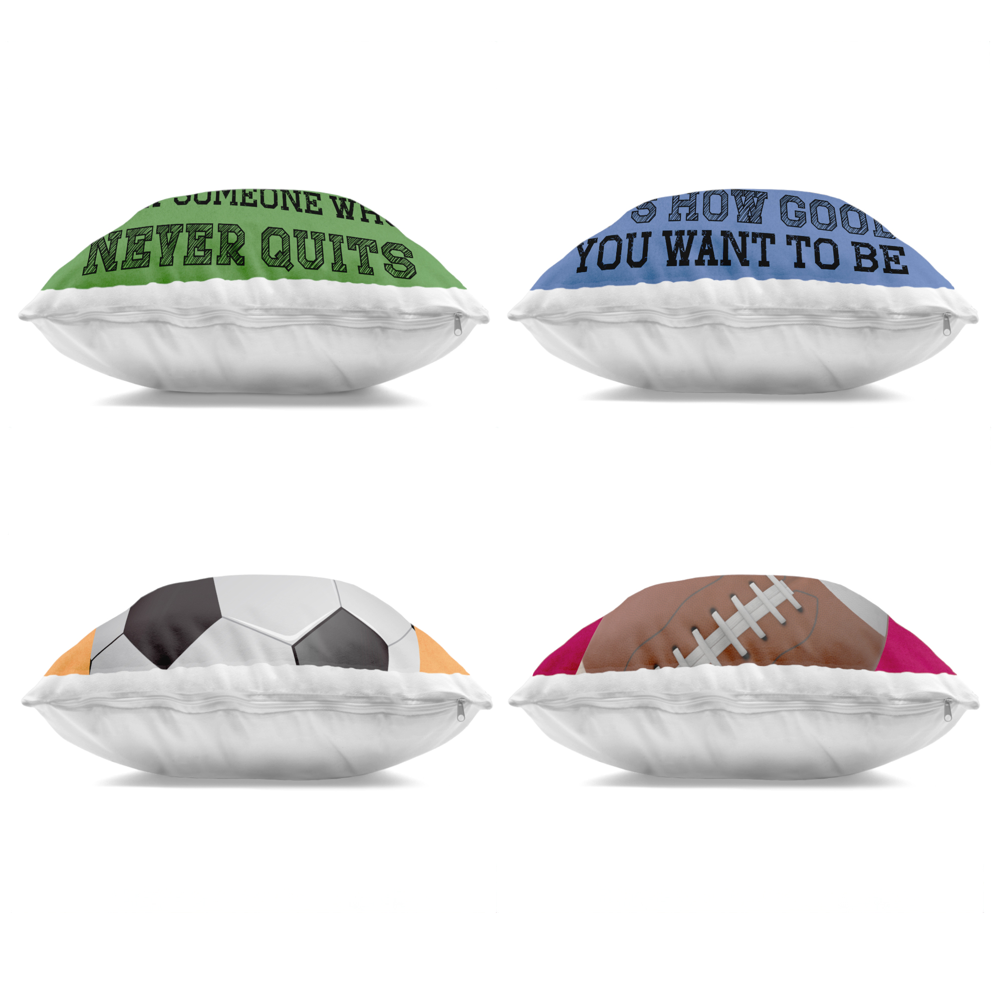 Stupell Industries Motivational Sports Determination 4 Piece Decorative Printed Throw Pillow Set, design by Marcus Prime