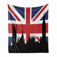 thumbnail image 1 of Union Jack Soft Flannel Fleece Blanket, Houses of the Parliament Silhouette on UK Flag Historic Urban Skyline, Cozy Plush for Indoor and Outdoor Use, 60" x 80", Royal Blue Black Red, by Ambesonne, 1 of 6