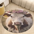 thumbnail image 5 of Farmhouse Highland Cow Funny Cattle And Flower Washable Round Rug -Circle Area Rugs for Nursery Bedroom, Vintage Non Slip Non Shedding Low Pile Carpet for Living Room Coffee Table Entryway, 5 of 7