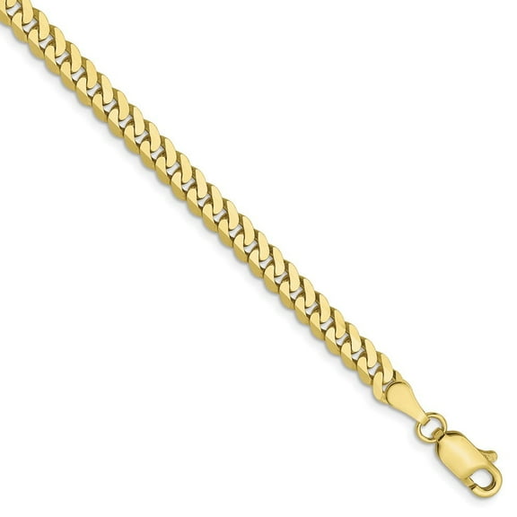 Diamond2Deal 10K Yellow Gold 3.9mm Flat Beveled Curb Chain Bracelet for Men 7"