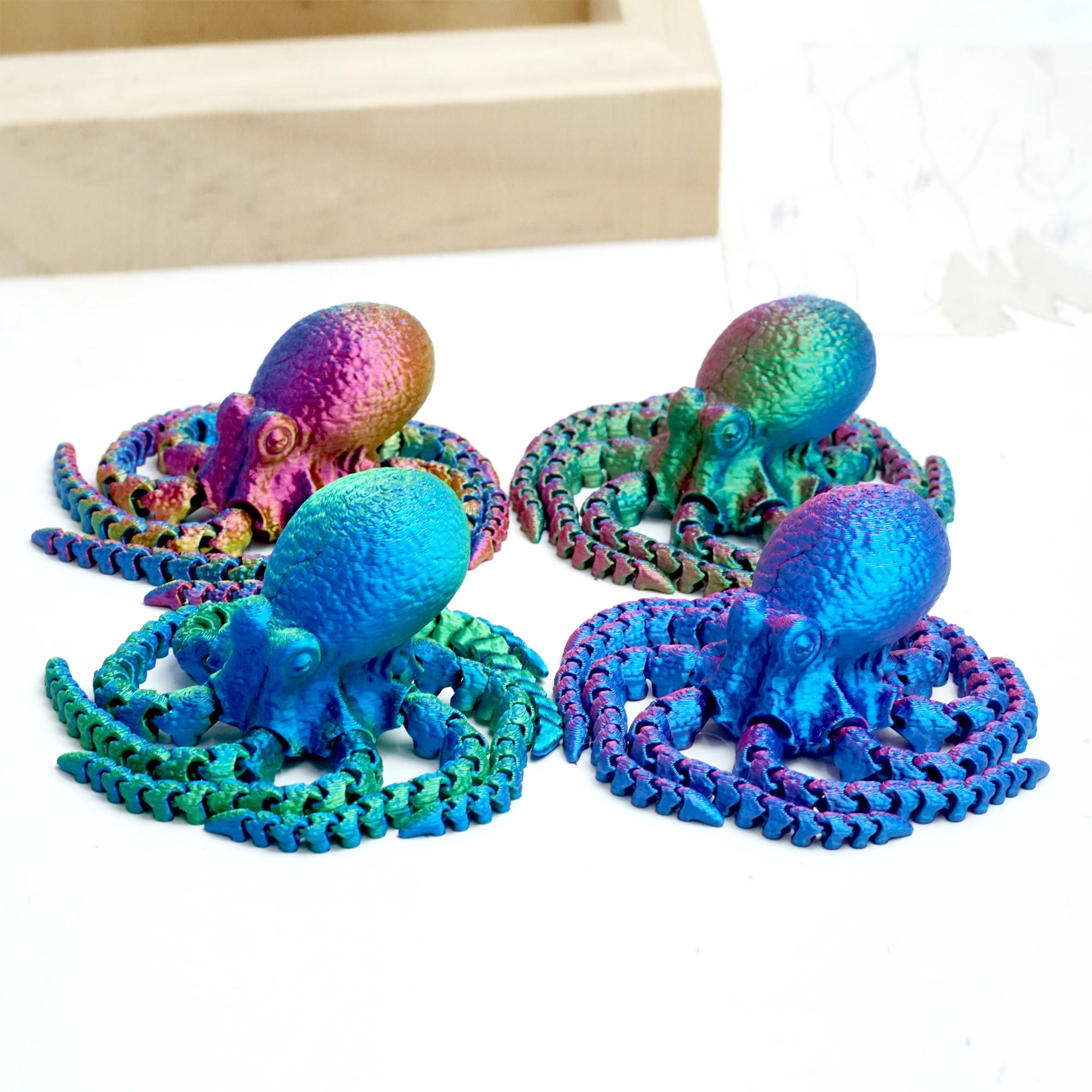 4pcs 3D Printed Octopus,Articulated Models,Flexible Joint Animal Figurines, 3D Printing Stuff Cheap,Stress Relief, Fidget restlessness, ADHD Toys, Surprise Fantasy Gifts