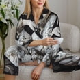 thumbnail image 6 of Honeii Elegant Swans Black Background Print Women's Pajama Sets Long Sleeve Button Down Sleepwear Nightwear Soft Pjs Lounge Sets 2PCS-XX-Large, 6 of 7
