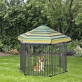 thumbnail image 2 of Pawhut Heavy-duty Pet Playpen Kennel with Door & Removable Cover 6 Panels for Small & Medium Sized Dogs for Indoor &Outdoor Use, Black, 2 of 9