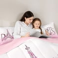 thumbnail image 6 of Homewish Girly Pink Eiffel Tower Bedding Comforter Set, Glitter Diamond Twin Comforter Sets, Couple Anniversary Theme Reversible Bedding Set, Ultra Soft Bedroom Decor, 2 Pieces, 6 of 9