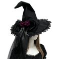 thumbnail image 2 of Hsqqdc Witch Hat Velvet Gothic Lace Pointed Hat for Lolita Halloween Party, 2 of 7