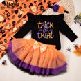 thumbnail image 2 of Xmyrz Skirt Sets For Toddler Girl 3 Piece 2025 Halloween Letters Printing Fly Long Sleeve Romper Headband Adorable Fitted Clothing Suits, 2 of 6