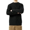 thumbnail image 2 of JUUYY Men's Sweater Crewneck Cable Knit Pullover Sweater Casual Twist Textured Sweaters Black L, 2 of 2
