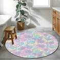 thumbnail image 4 of Blue Yellow Pink Round Area Rug 4 FT, Non Slip Indoor Outdoor Rug, Modern Abstract Art Watercolor Washable Soft Circular Carpet Non-Shedding Floor Mat for Coffee Table Nursery Foyer Balcony, 4 of 9