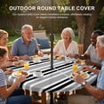 thumbnail image 3 of Round Outdoor Tablecloth with Umbrella Hole and Zipper, Black Grey Striped Tablecloth with Elastic Waterproof, Horizontal Lines Simple Minimalist Patio Table Covers for 36" - 44" Picnic Pool Tables, 3 of 9