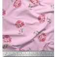 thumbnail image 1 of Soimoi Pink Georgette Viscose Fabric Grandiflora Roses Floral Printed Craft Fabric by the Yard 42 Inch Wide, 1 of 3