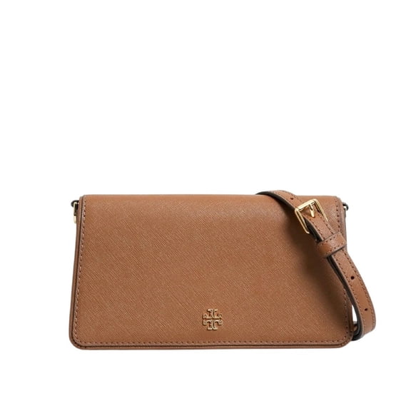 Tory Burch Emerson Mini Crossbody Clutch Detachable Strap Clutch (Moose Brown)