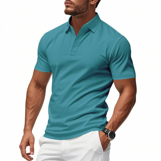 pstuiky camisetas de hombre, Camisa holgada informal de manga corta con cuello alto y botones y bolsillos ventilados para hombre camisetas de hombre xl